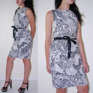 NEW Kay Unger pleated silk paisley print dress 4